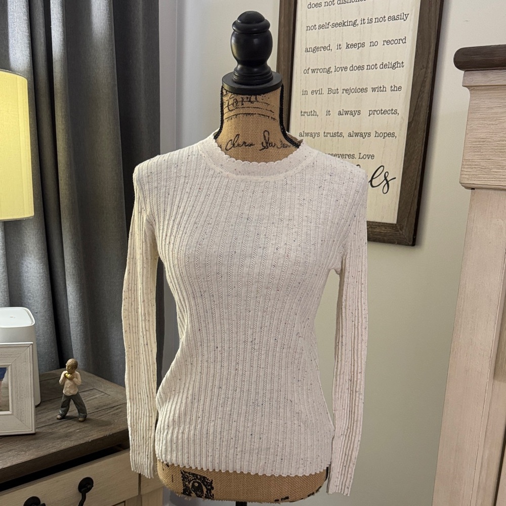 Chelsea & Violet Cream Ribbed sweater